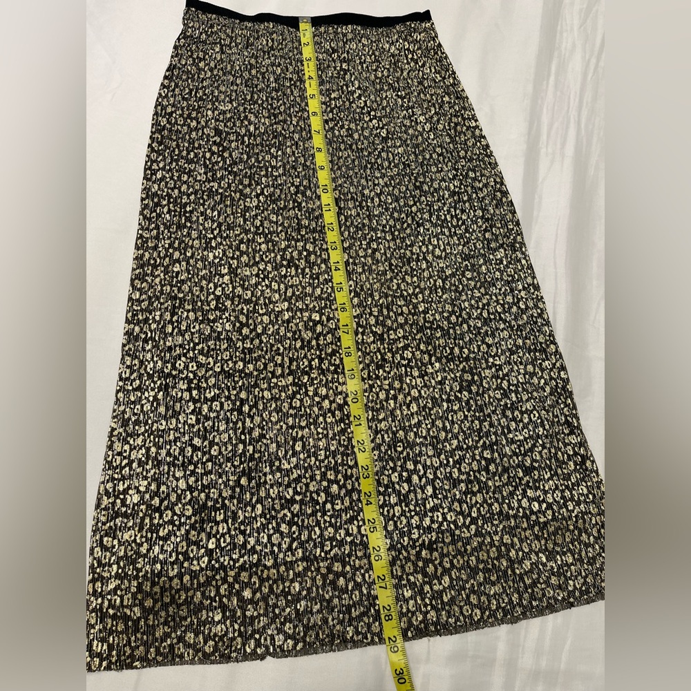 MAEVE gold Cheetah print pleated Skirt